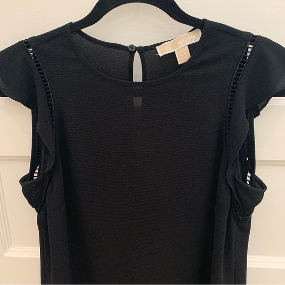 Michael Kors Black Blouse With Flutter Sleeve, Size S - Picture 7 of 12